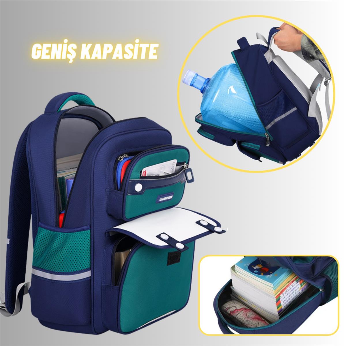 Çocuk İlkokul Sırt Çantası İngiliz Tarz Çok Bölmeli Yeni Nesil Okul Çantası