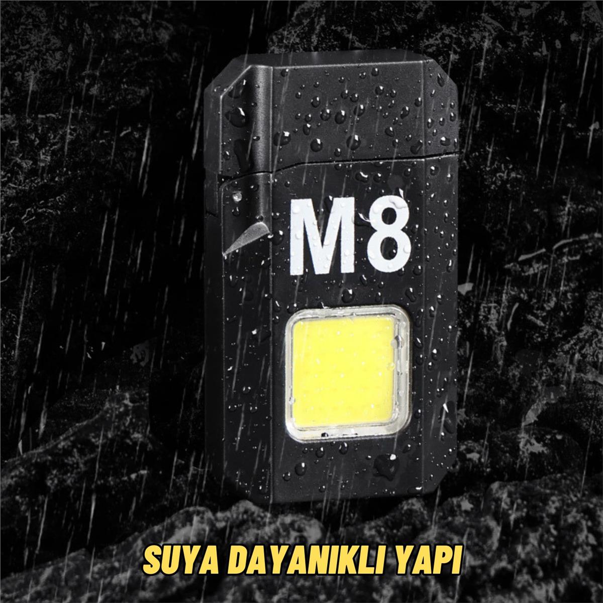 Çok Amaçlı Şarjlı Kamp Piknik LED El Feneri & Elektrikli Rüzgar Çakmak Usb Şarjlı