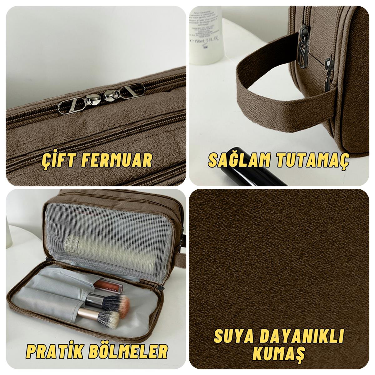 Çok Bölmeli Traş, Makyaj ve Kozmetik Malzemeleri Taşıma ve Saklama Organizer Çantası