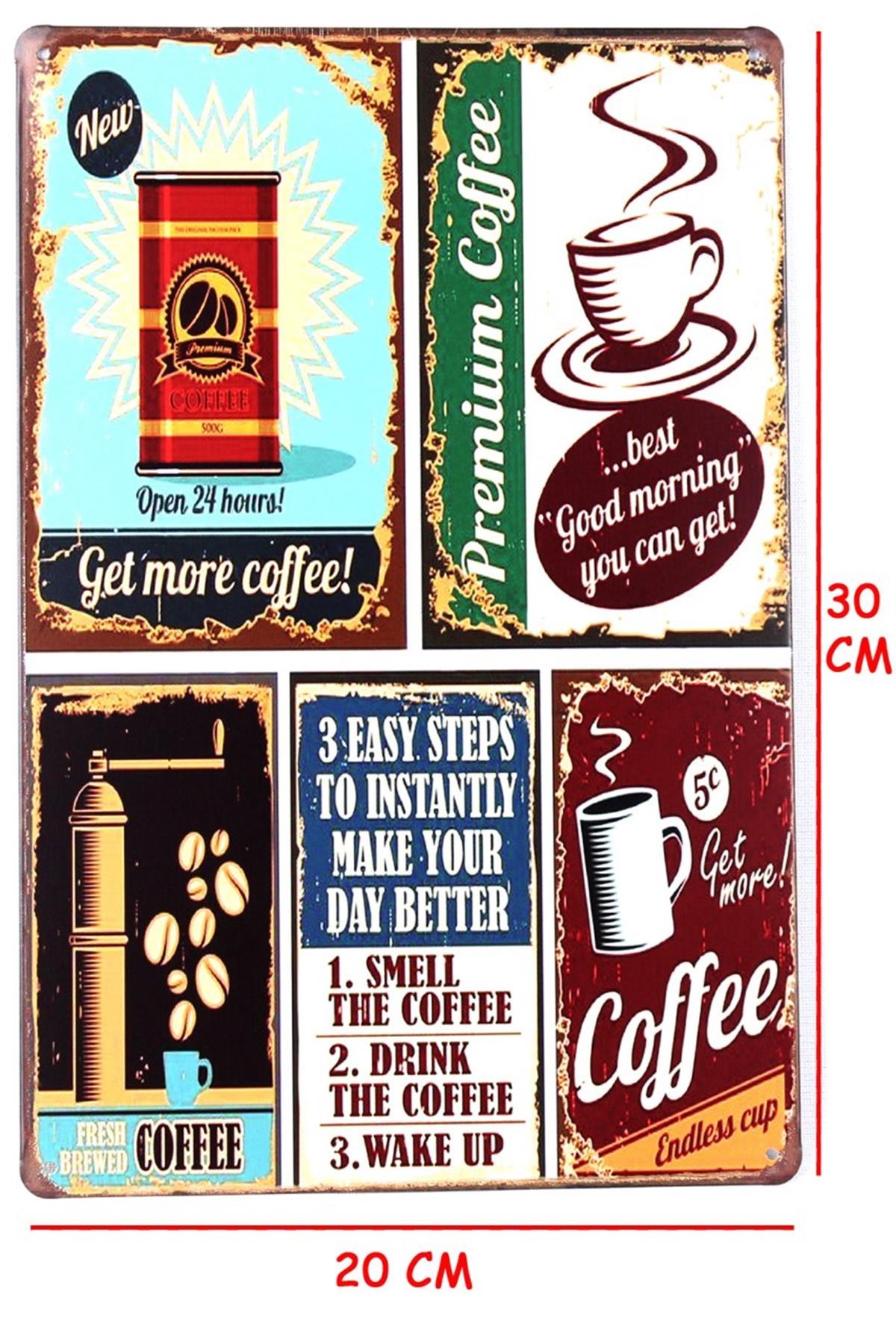 Dekor Retro Metal Tabela Vintage Coffee 30x20 Cm