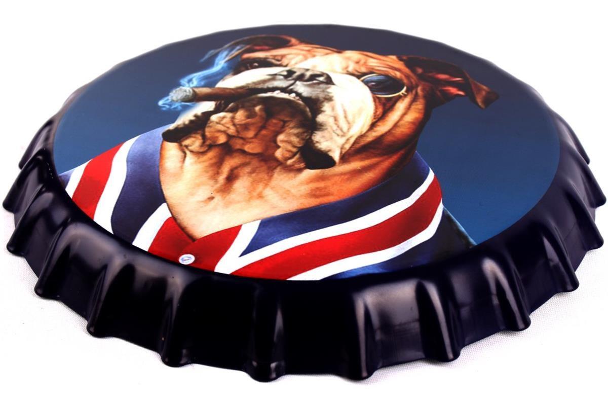 Dekorasyon Tasarım Duvar Süsü Retro Metal Tabela Bulldog Blue