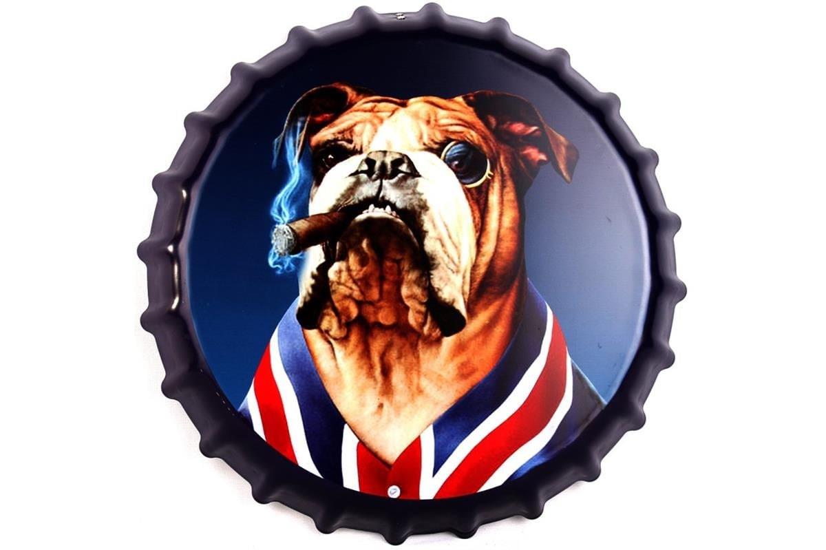Dekorasyon Tasarım Duvar Süsü Retro Metal Tabela Bulldog Blue