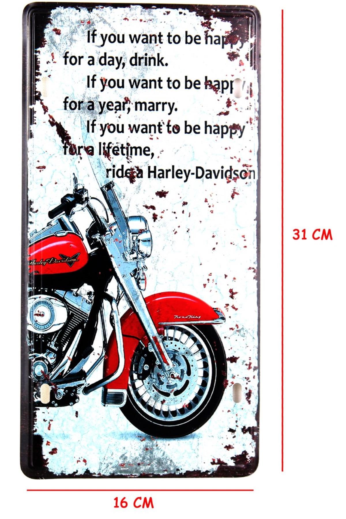 Dekoratif Metal Tabela Retro Dekor Duvar Süsü Harley Ride 30x15 CM