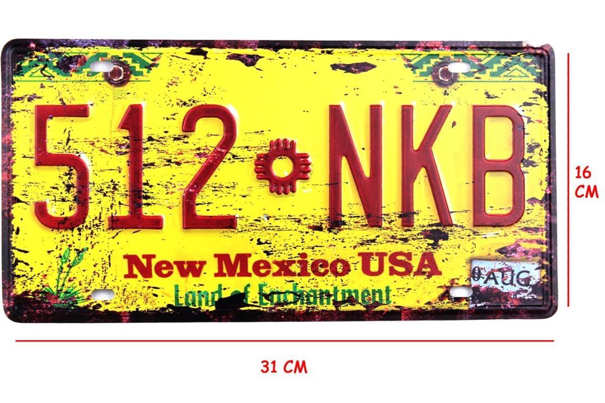 Dekoratif Metal Tabela Retro Dekor Duvar Süsü New Mexico 30x15 CM