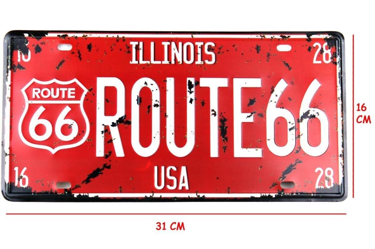 Dekoratif Metal Tabela Retro Dekor Duvar Süsü Route 66 30x15 CM