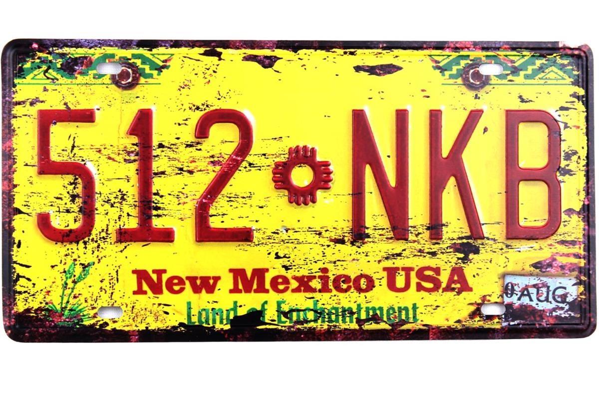 Dekoratif Metal Tabela Retro Dekor Duvar Süsü New Mexico 30x15 CM