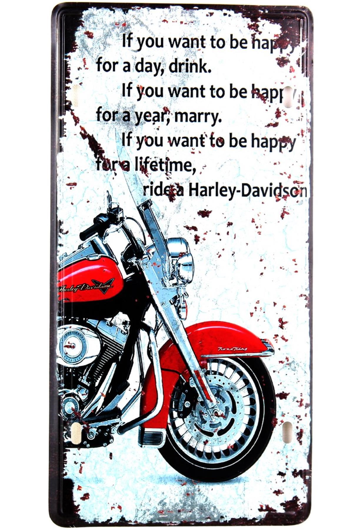Dekoratif Metal Tabela Retro Dekor Duvar Süsü Harley Ride 30x15 CM