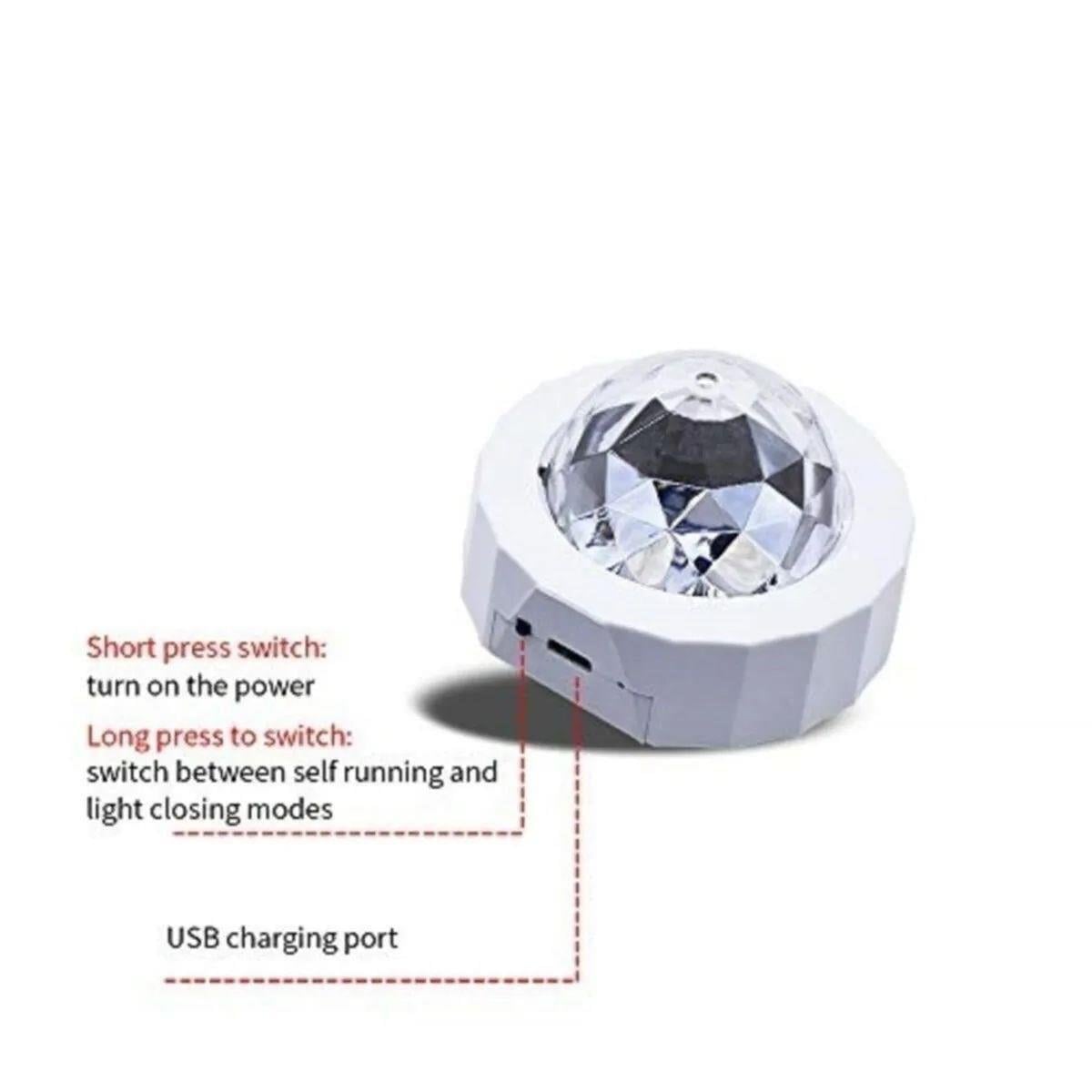 Dj Lambası Magnet Yapışkanlı Led Küre Disko Topu Parti Gece Lambası Usb Şarjlı