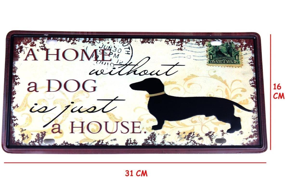 Duvar Süsü Dekor Retro Metal Tabela Dog 30x15 CM