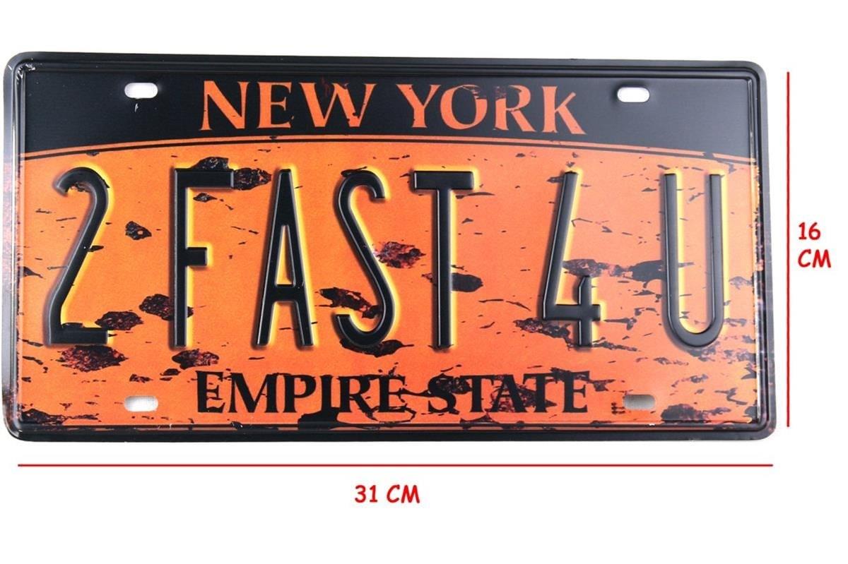 Duvar Süsü Dekor Retro Metal Tabela New York 30x15 CM