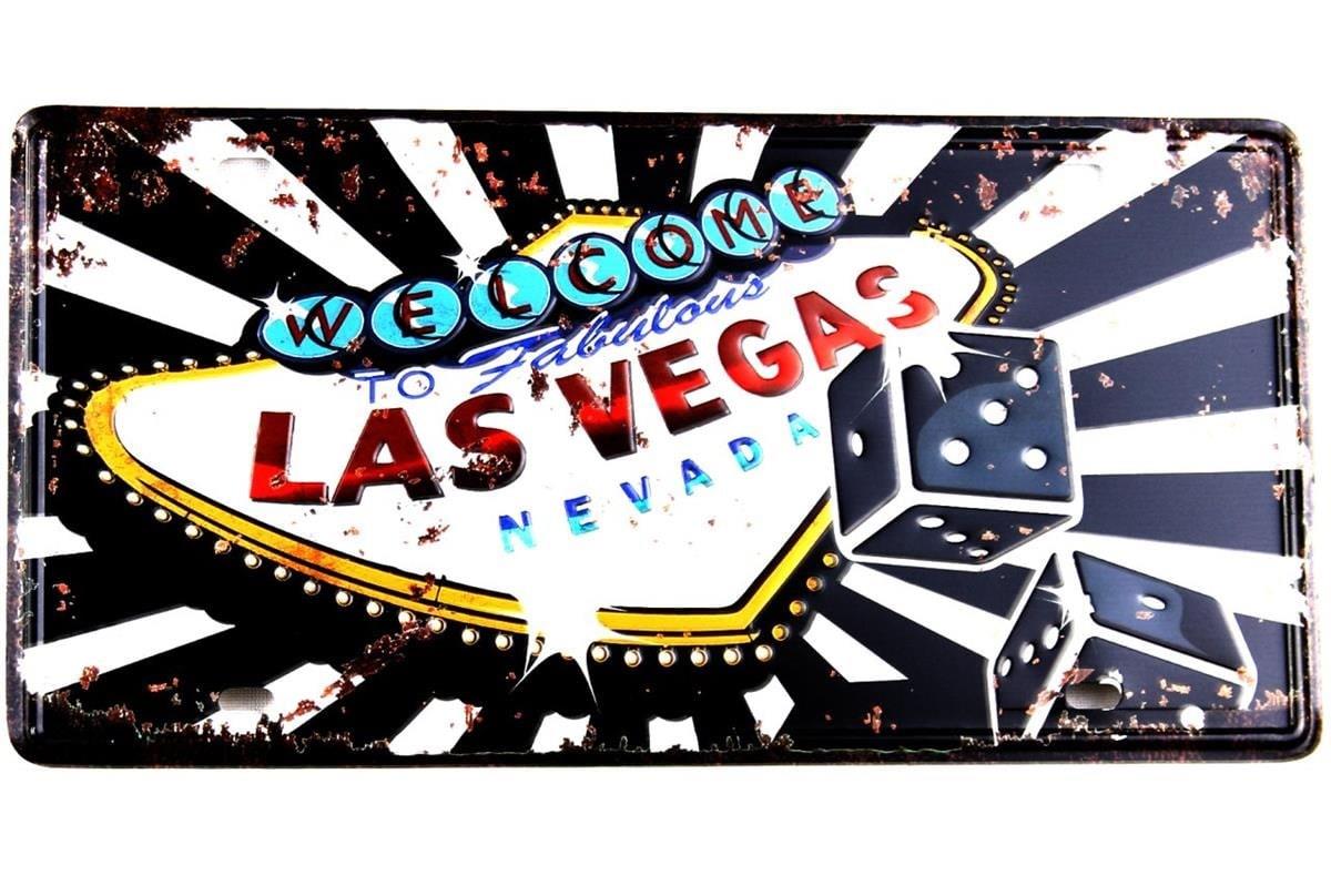 Duvar Süsü Dekor Retro Metal Tabela Vegas 30x15 CM
