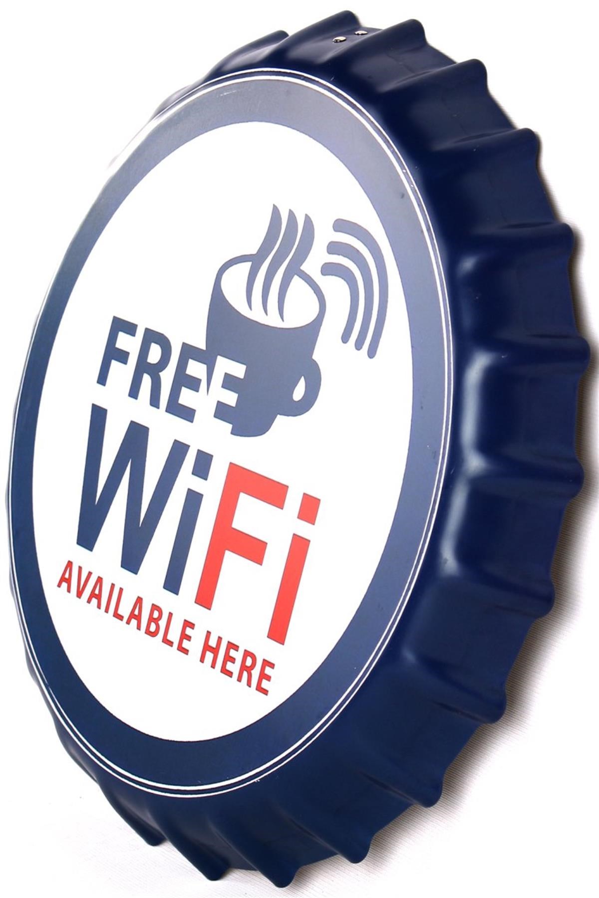 Duvar Süsü Dekorasyon Metal Tabela Free WI-FI