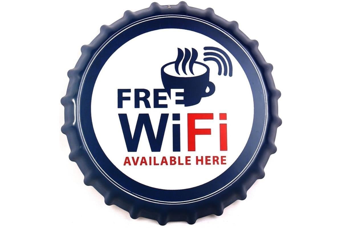 Duvar Süsü Dekorasyon Metal Tabela Free WI-FI