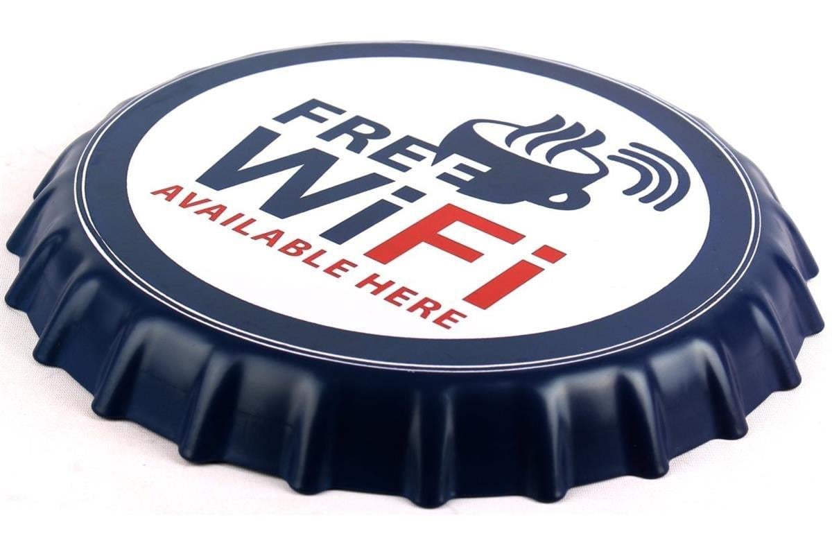 Duvar Süsü Dekorasyon Metal Tabela Free WI-FI