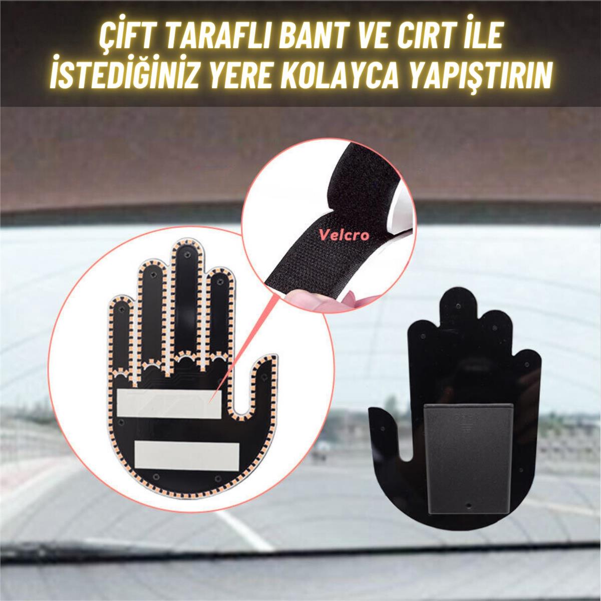 El Orta Parmak Led Kumandalı Araç İçi Reflektör Arka Cam 205 LED 3 Modlu Eğlenceli Mesaj Gösterici