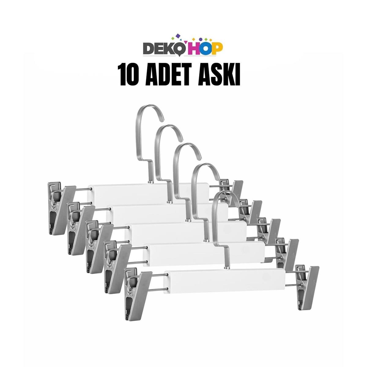 Elbise Pantolon Etek Askısı Ahşap Mandallı Askılık 1. Sınıf Kalite Ahşap Askı BEYAZ 10 ADET