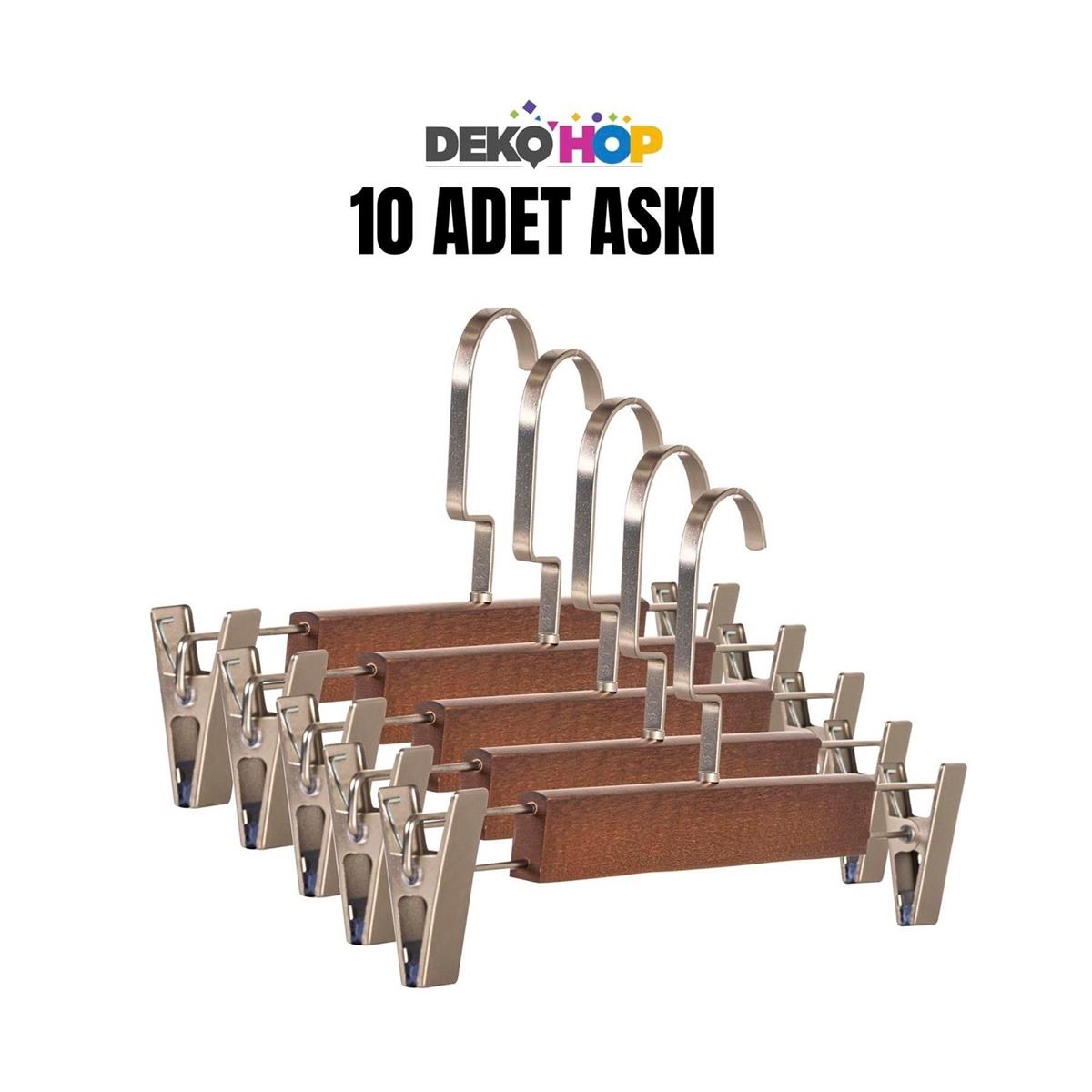 Elbise Pantolon Etek Askısı Ahşap Mandallı Askılık 1 Sınıf Kalite Ahşap Askı AHŞAP CEVİZ RENK 100 AD