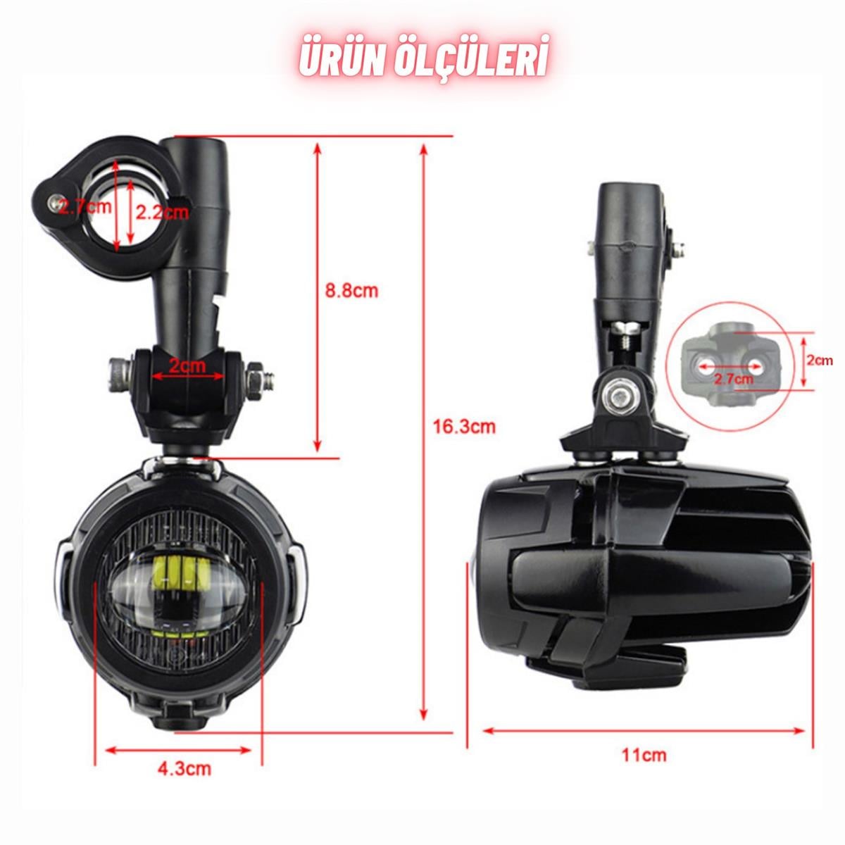 Enduro ve GS Serileri Uyumlu Motosiklet LED Sis Farı Yüksek Performans Metal Gövde 12V-24V 40W 2 Adet
