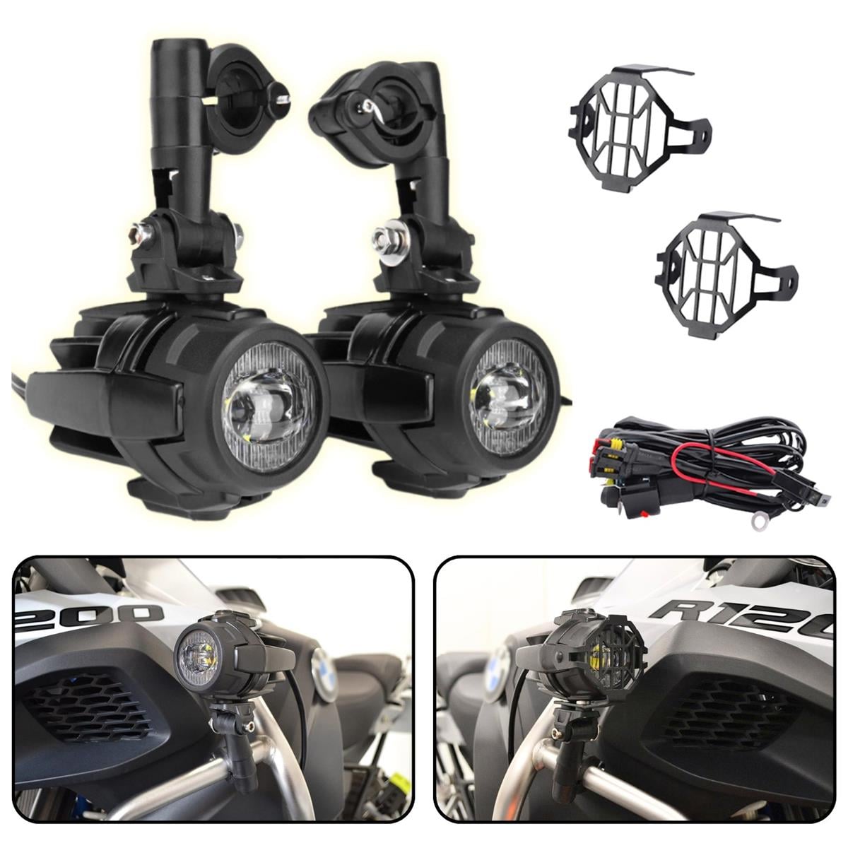 Enduro ve GS Serileri Uyumlu Motosiklet LED Sis Farı Yüksek Performans Metal Gövde 12V-24V 40W 2 Adet