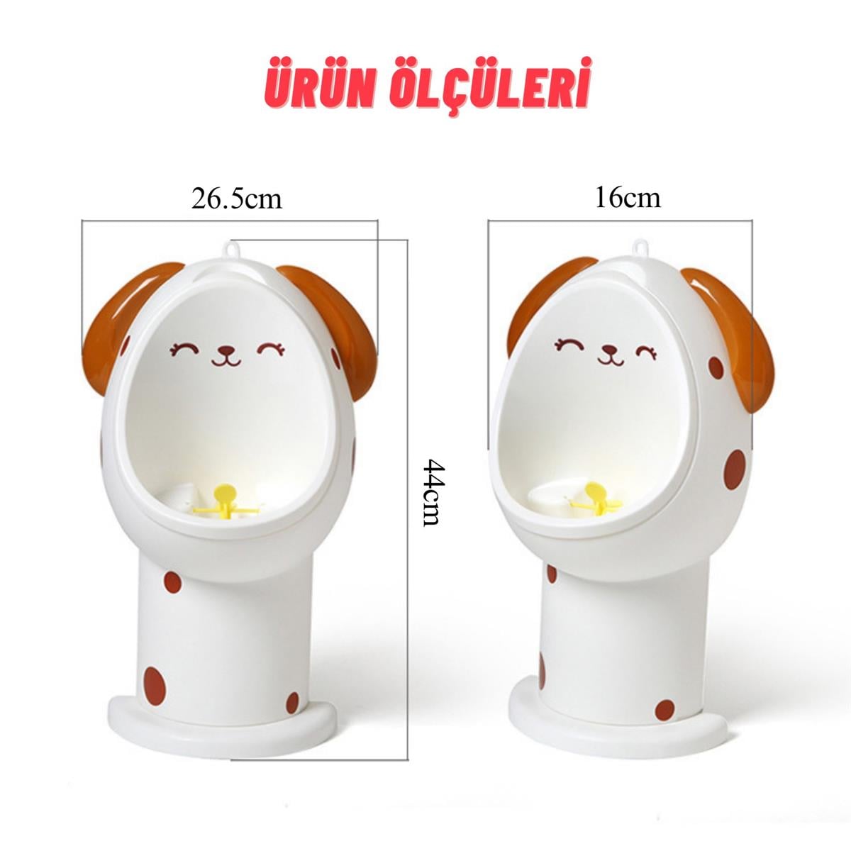 Erkek Çocuk 1-6 Yaş Tuvalet Eğitimi Eğlenceli Duvar Askılı Pisuvar Kahve Rengi