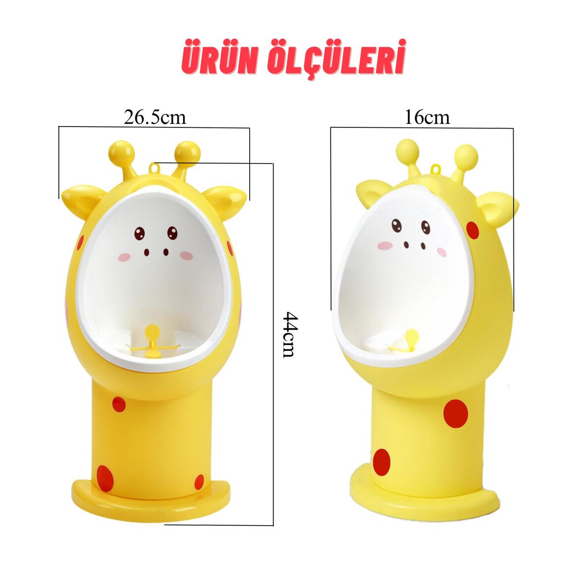 Erkek Çocuk 1-6 Yaş Tuvalet Eğitimi Eğlenceli Duvar Askılı Pisuvar Sarı