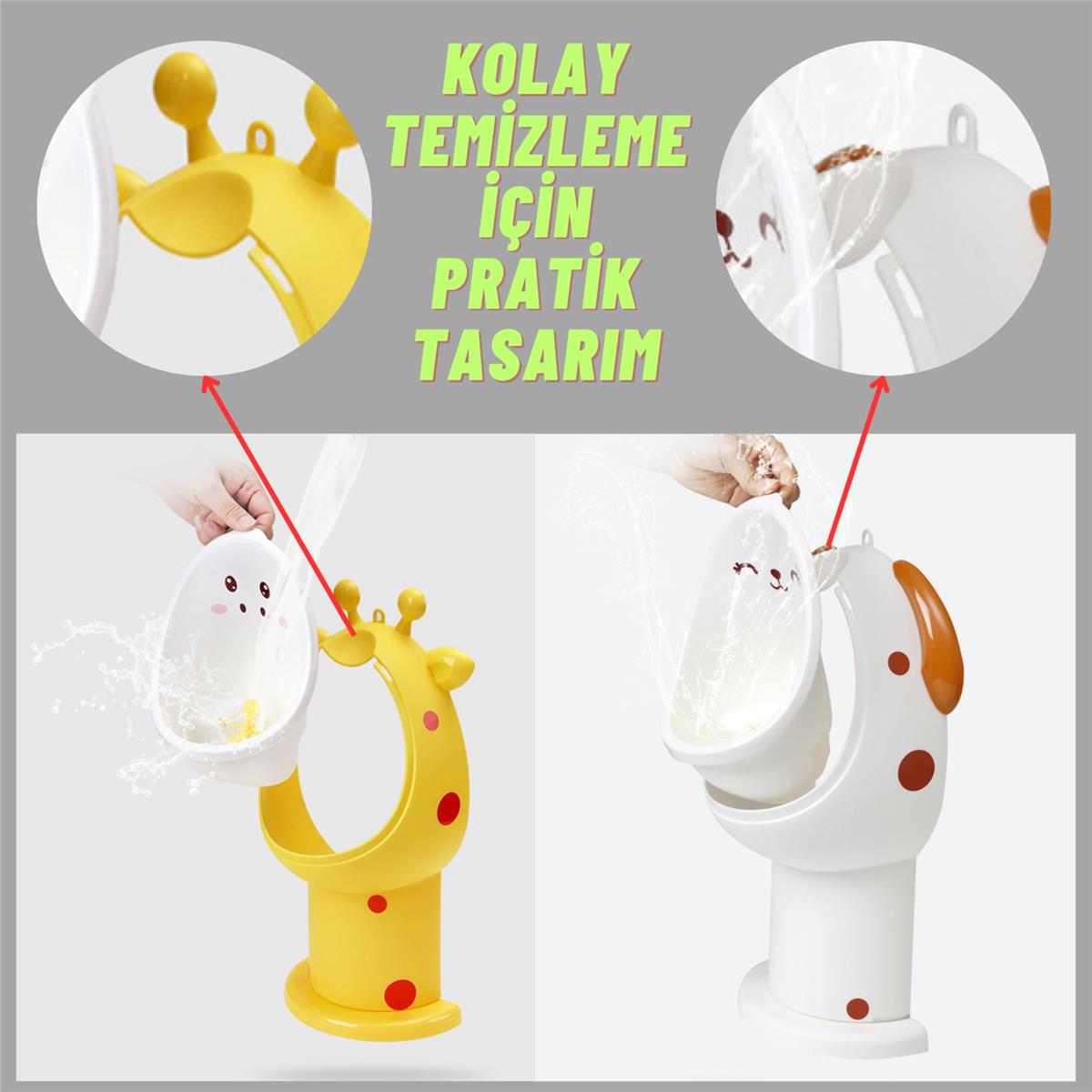 Erkek Çocuk 1-6 Yaş Tuvalet Eğitimi Eğlenceli Duvar Askılı Pisuvar Siyah