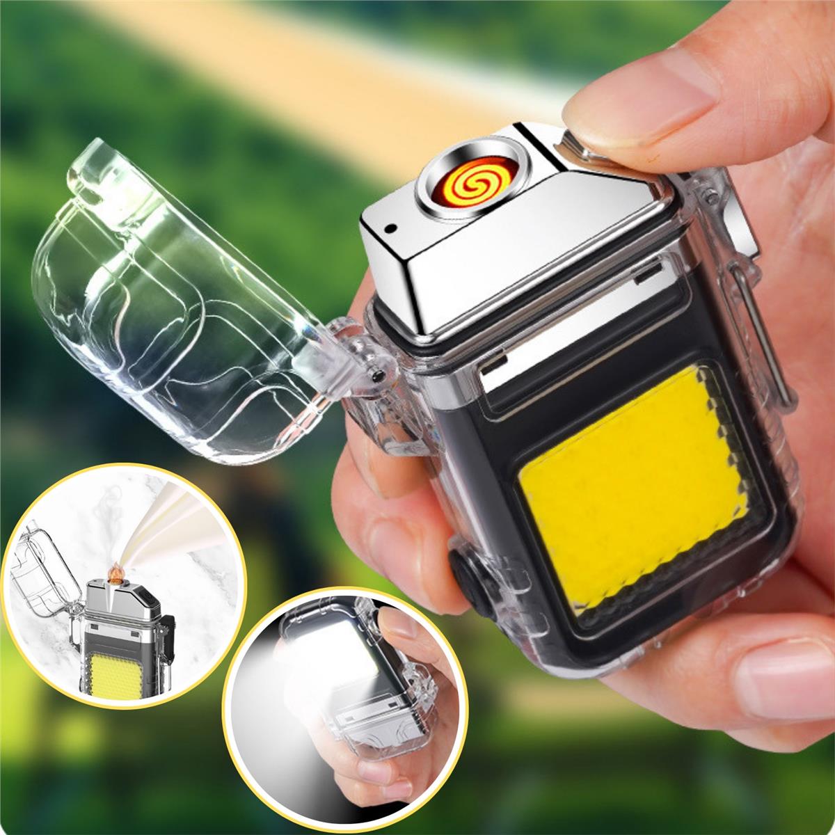 Fonksiyonlu Outdoor Kamp El Feneri Ve Elektrikli Çakmak Usb Sarjlı Kolay Kullanım