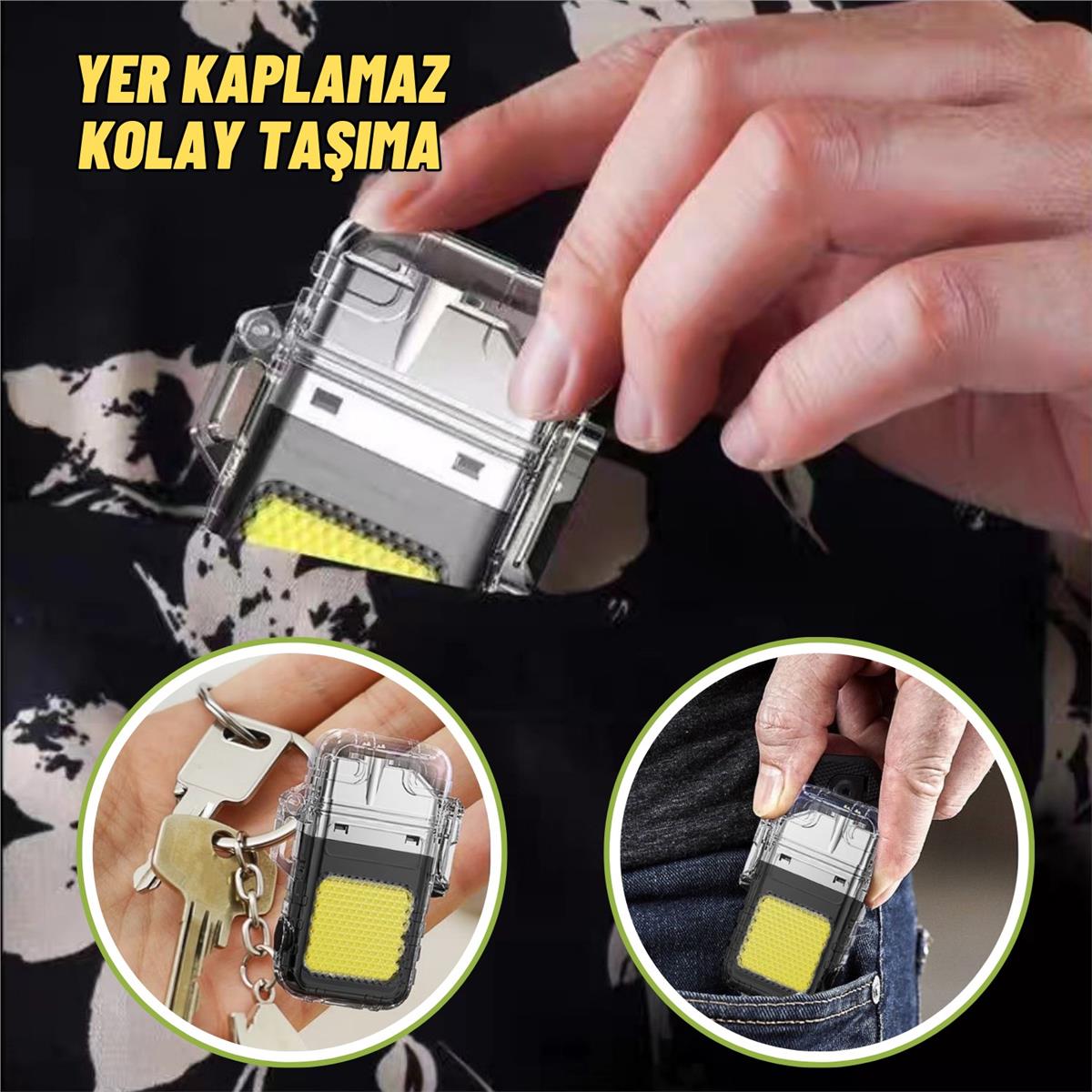Fonksiyonlu Outdoor Kamp El Feneri Ve Elektrikli Çakmak Usb Sarjlı Kolay Kullanım
