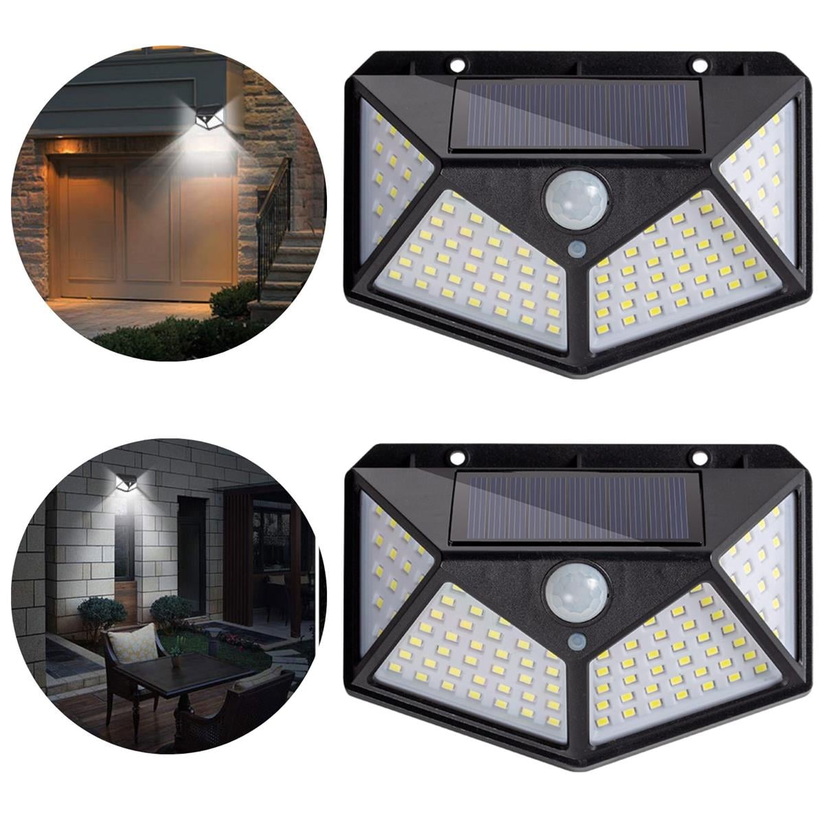 Güneş Enerjili Bahçe Aydınlatma Lambası Villa Balkon Garaj Kapısı Aplik Solar 100 Led Lamba