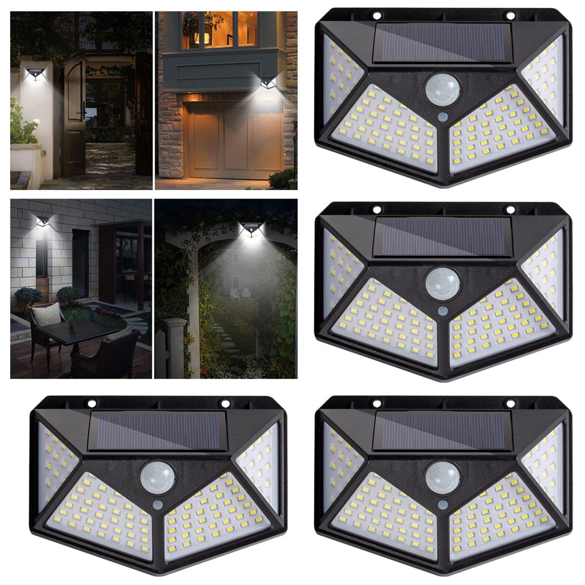 Güneş Enerjili Bahçe Aydınlatma Lambası Villa Balkon Garaj Kapısı Aplik Solar 100 Led Lamba
