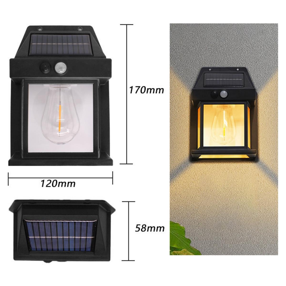 Güneş Enerjili Bahçe Aydınlatması Aplik Dekor Solar Ve Sensörlü Bahçe Balkon ve Garaj Lambası