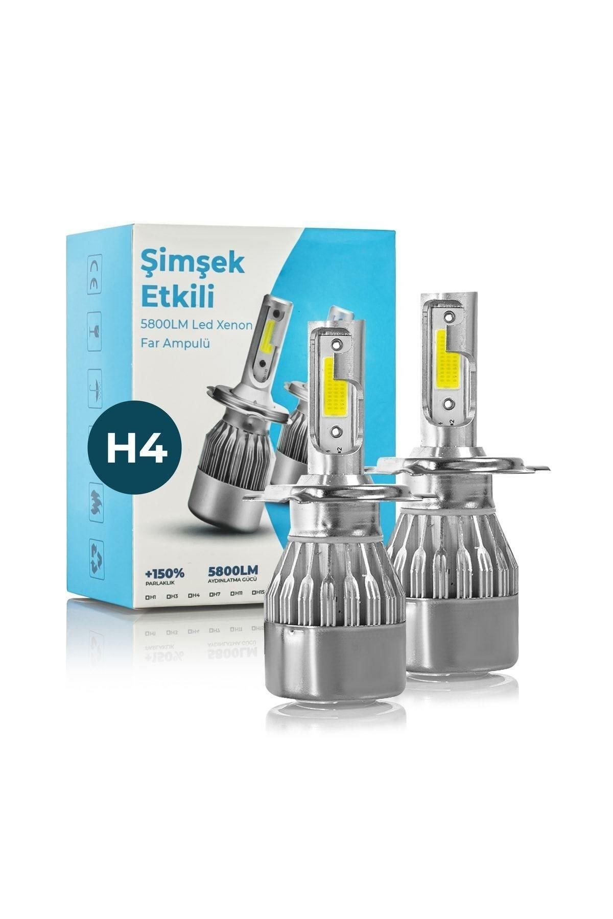 H4 Led Xenon Uzun Kısa Far Ampulü Beyaz Renk Zenon Led Far