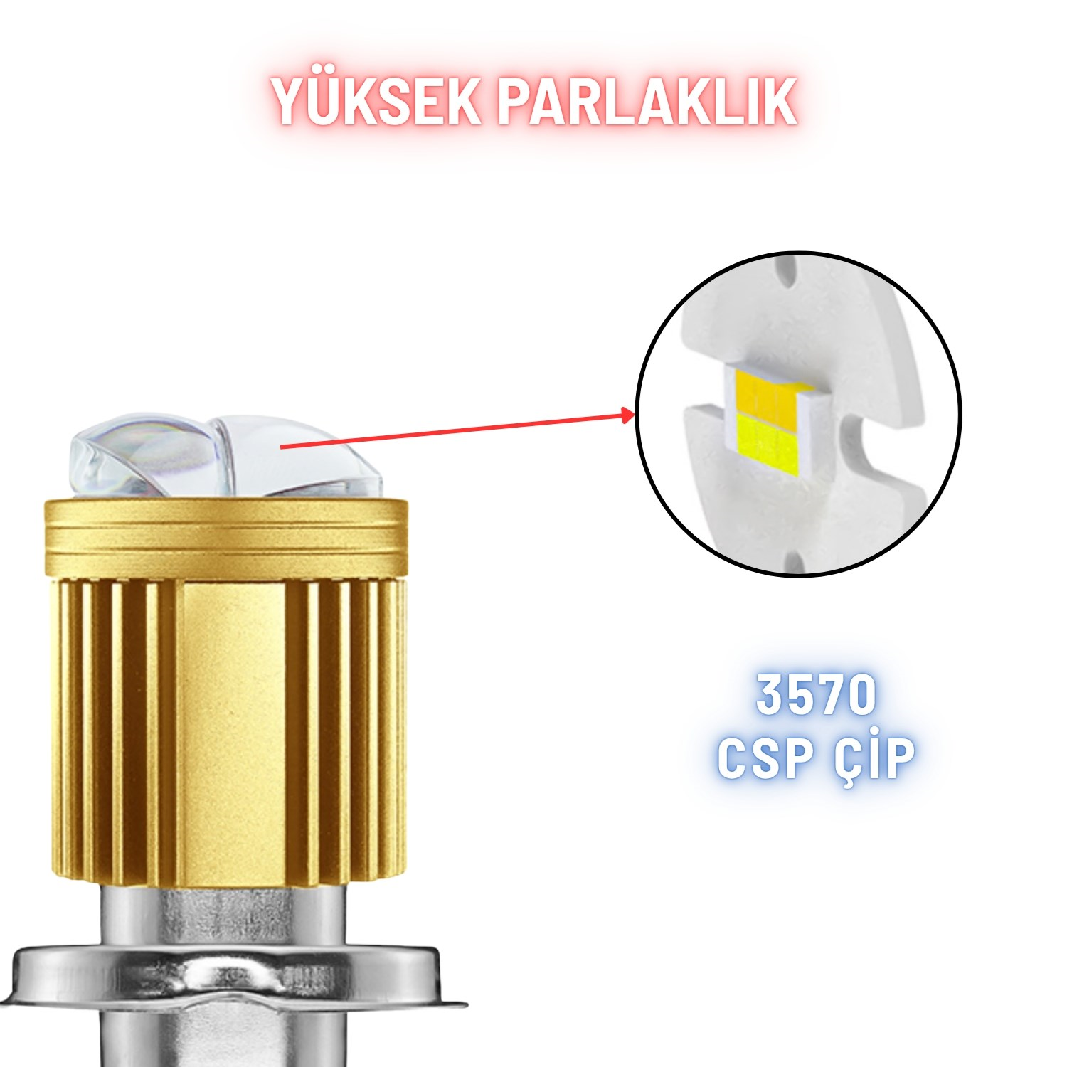 H4 Mercekli LED Ampul Delici 12-24V Beyaz  Amber Sarı Far Lambası Metal Gövde 1 ADET 15W 1500LM