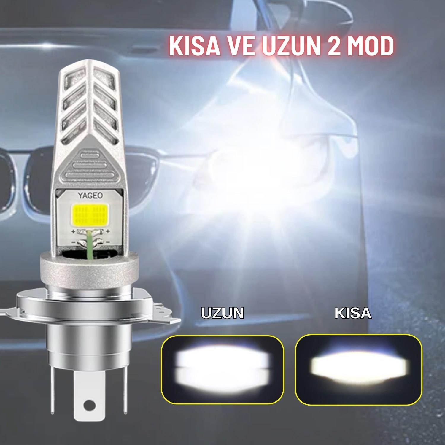 H4 Motosiklet LED Ampul ve LED Işık 12-24V  Beyaz Yüksek Performans Metal Gövde 1500 LM
