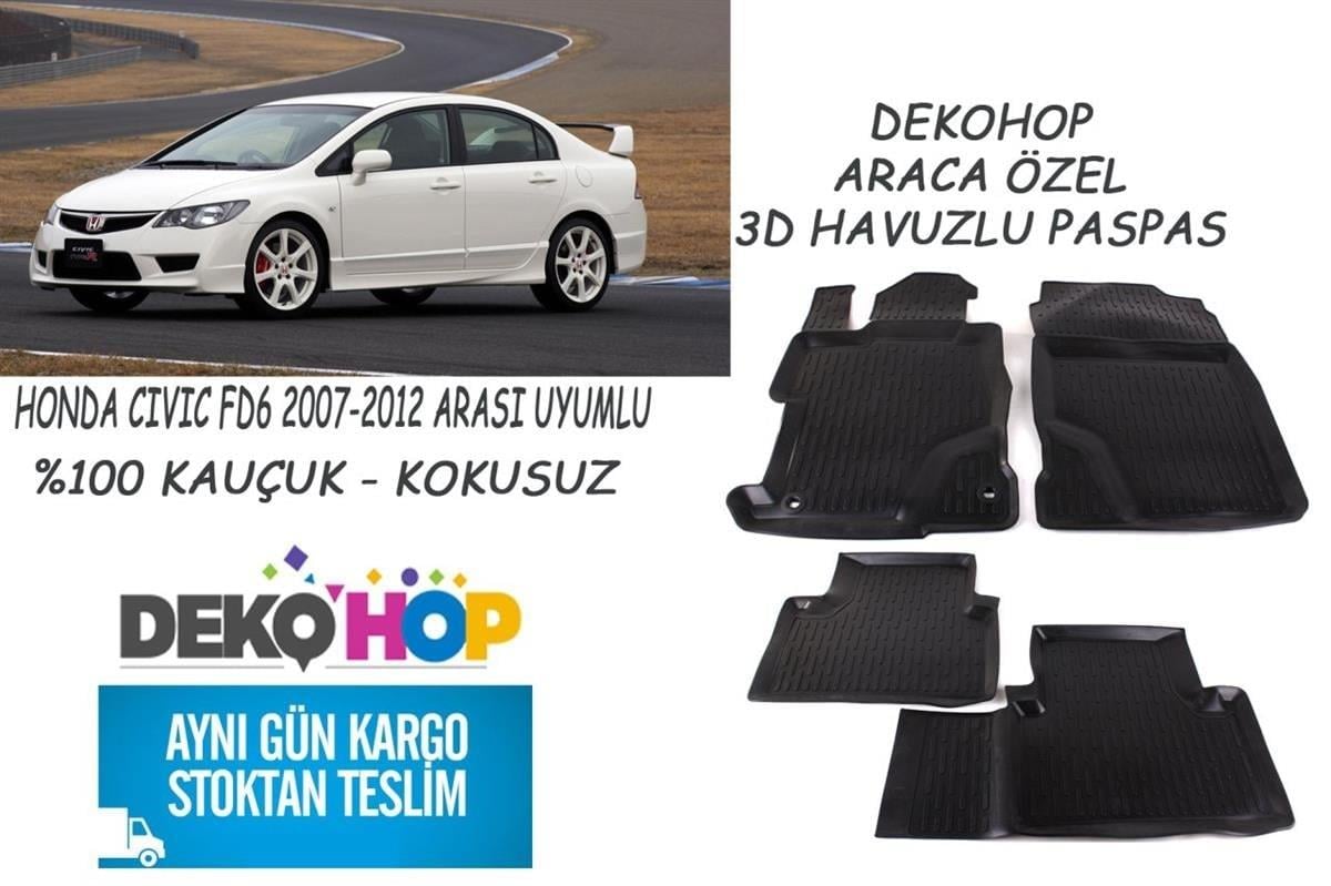 HONDA CIVIC FD6 2007-2012 ARASI Araca Özel Oto Paspas 3D Havuzlu Paspas Kauçuk