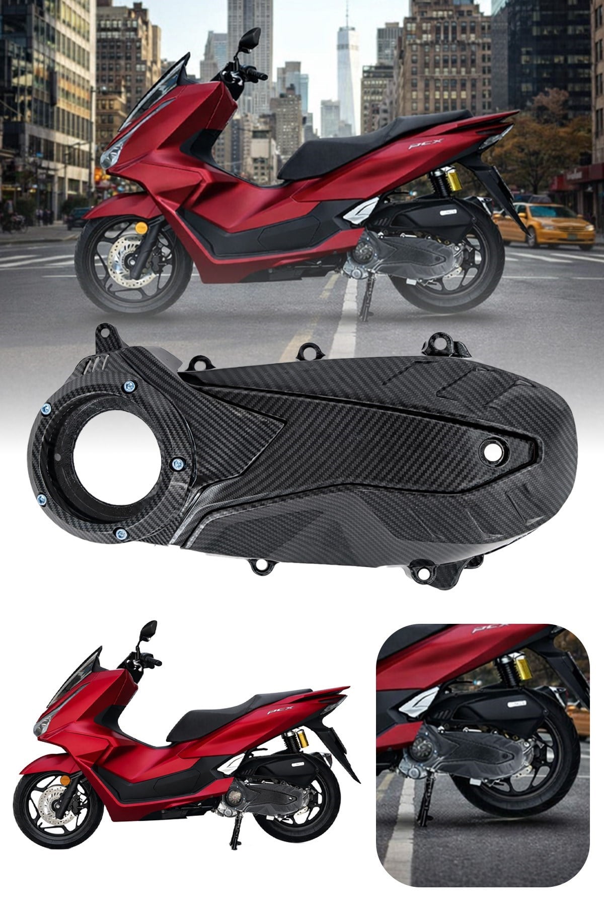 Honda PCX Uyumlu Camlı Karbon Debriyaj Kapağı
