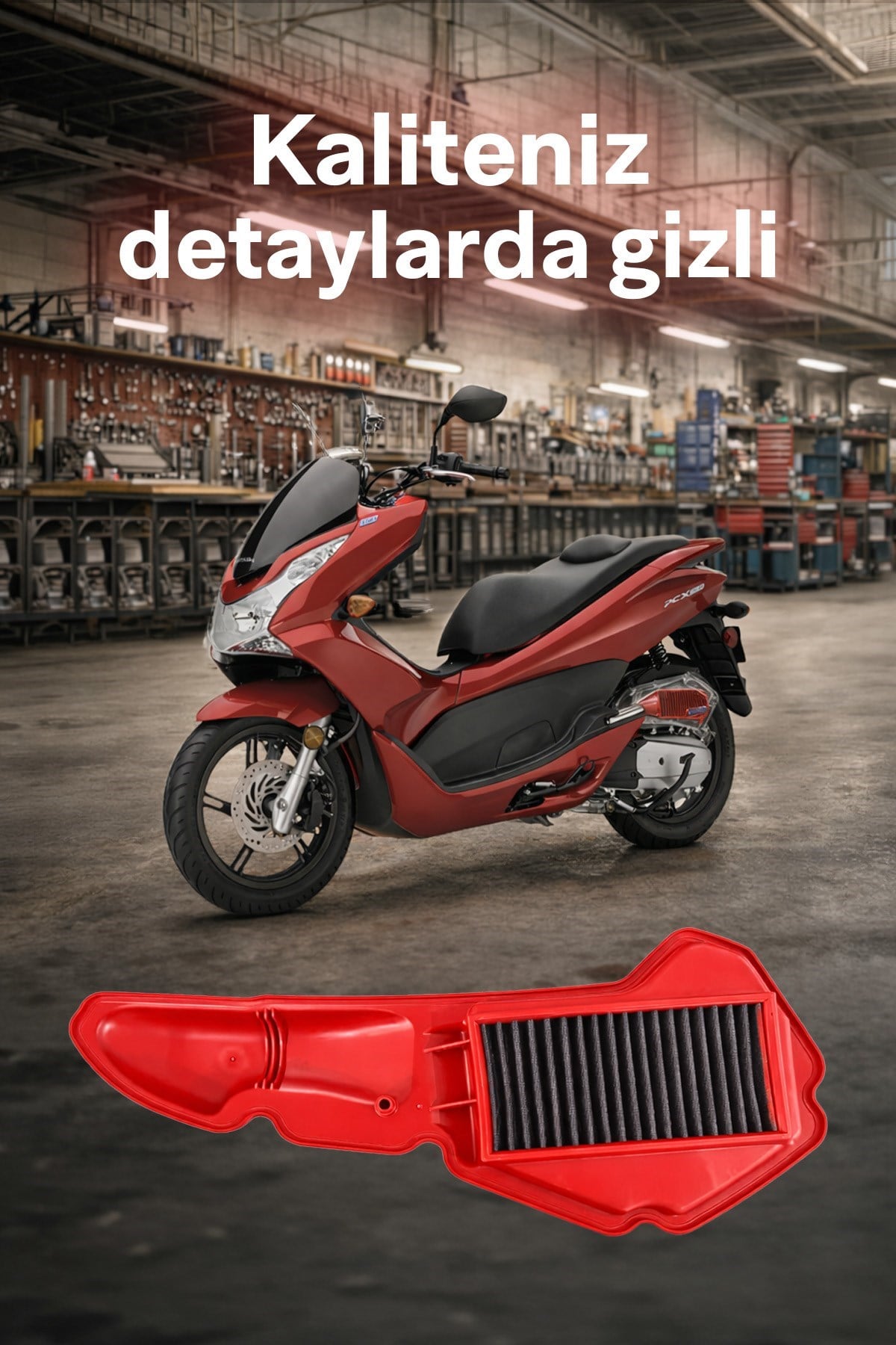 HONDA PCX Uyumlu KIRMIZI Temizlenebilir Performans Hava Filtresi (2021-2026) 