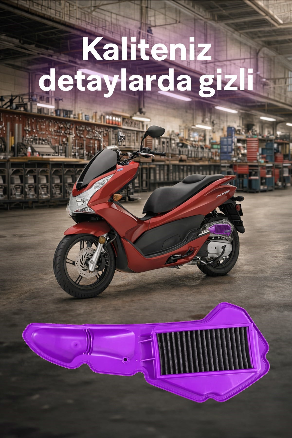 HONDA PCX Uyumlu MOR Temizlenebilir Performans Hava Filtresi (2021-2026) 
