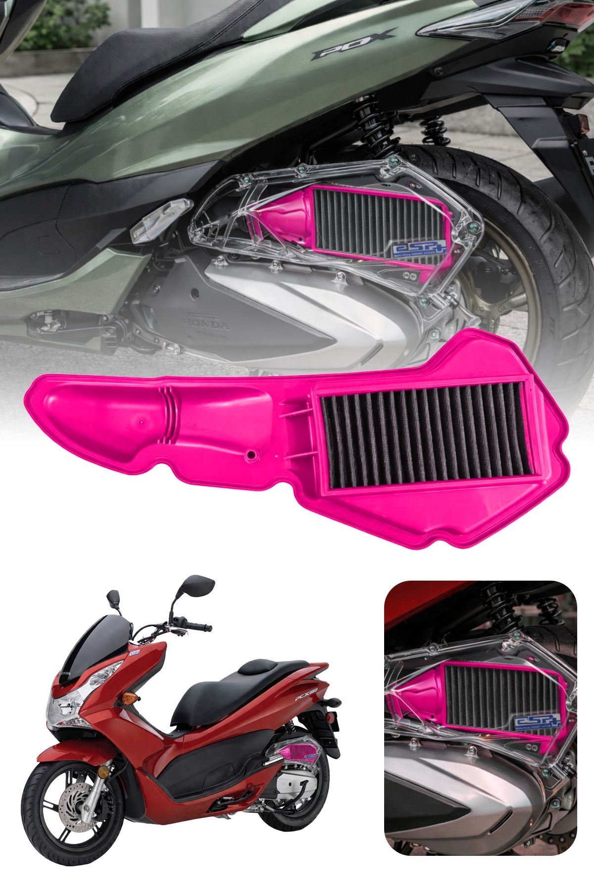 HONDA PCX Uyumlu PEMBE Temizlenebilir Performans Hava Filtresi (2021-2026)