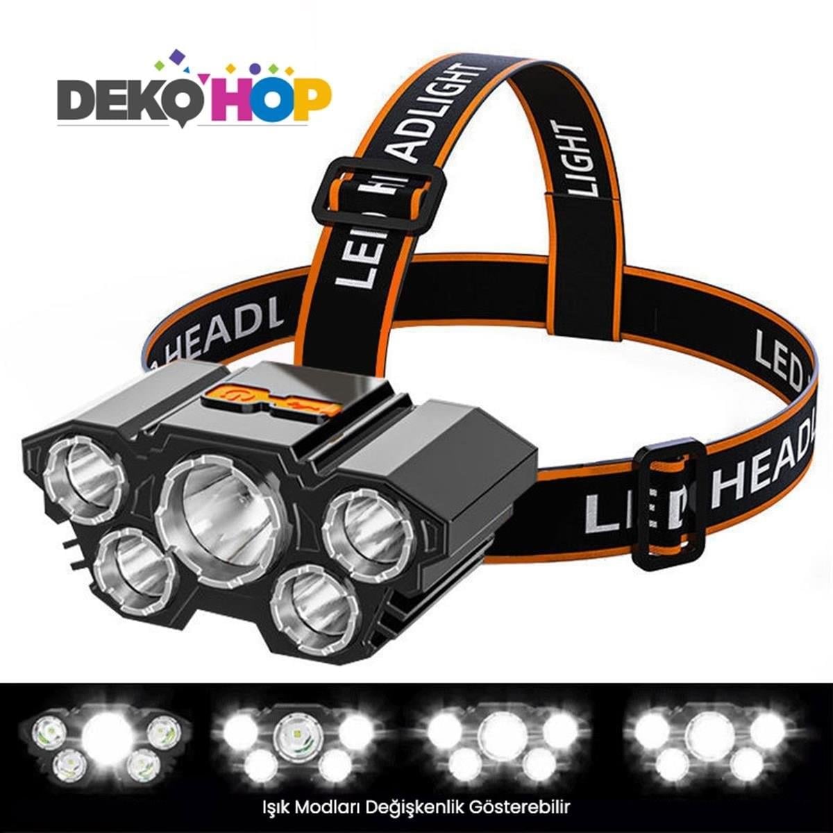 Kafa Lambası Ultra Güçlü Led Şarjlı Led Kafa Feneri Avcı Işıldak Balıkçı Kamp Lambası