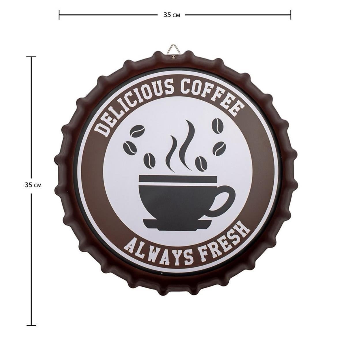 Kahve Dekorasyon Duvar Süsü Metal Tabela Delicious Coffee