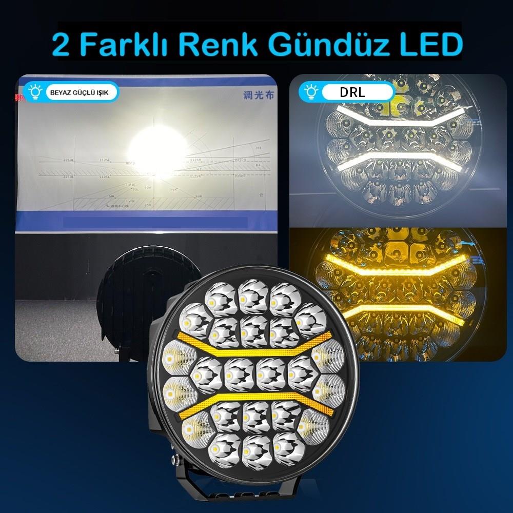 Kamyon 9 İnç Sis Farı Tepe ve Tampon Lambası 100 W Projektör Lamba Gündüz Led DRL Sarı ve Beyaz