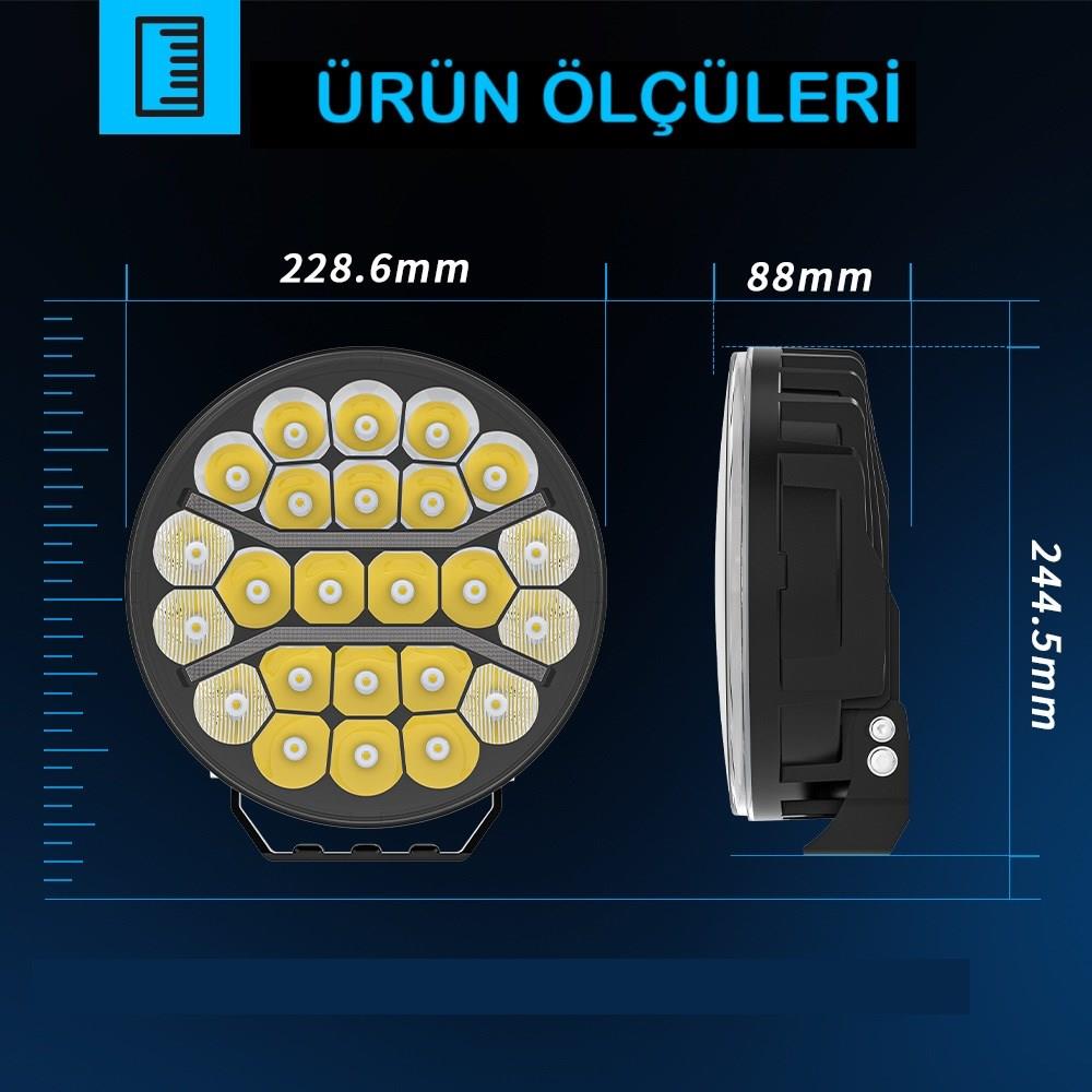 Kamyon 9 İnç Sis Farı Tepe ve Tampon Lambası 100 W Projektör Lamba Gündüz Led DRL Sarı ve Beyaz
