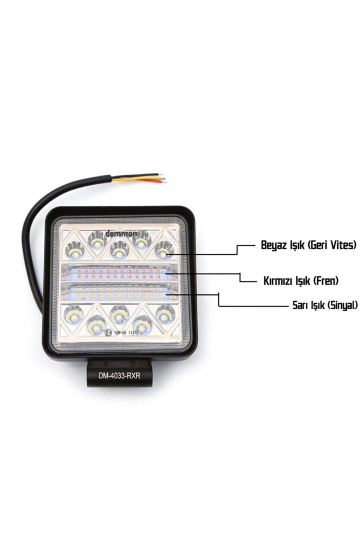 Kare Geri Vites Lambası 12v-24v 32ledli Geri-fren-sinyal 3 Fonksiyonlu Dm-4033-rxr
