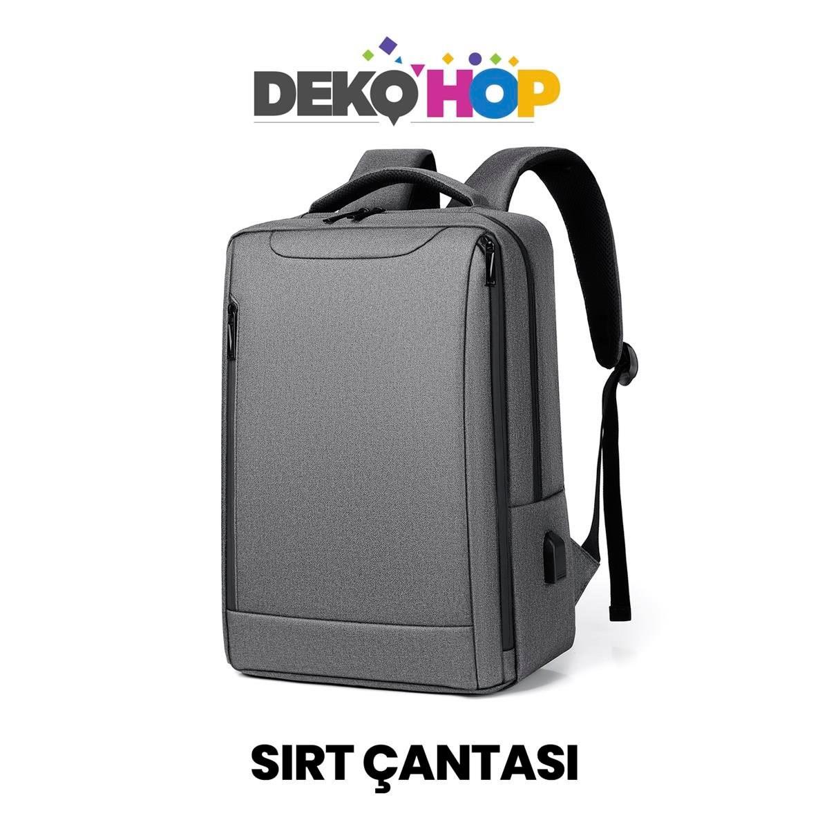 Laptop Notebook Ipad Sırt Çantası Yeni Nesil Usb Şarj Girişli Seyahat ve Günlük Eşya Taşıma Çantası GRİ