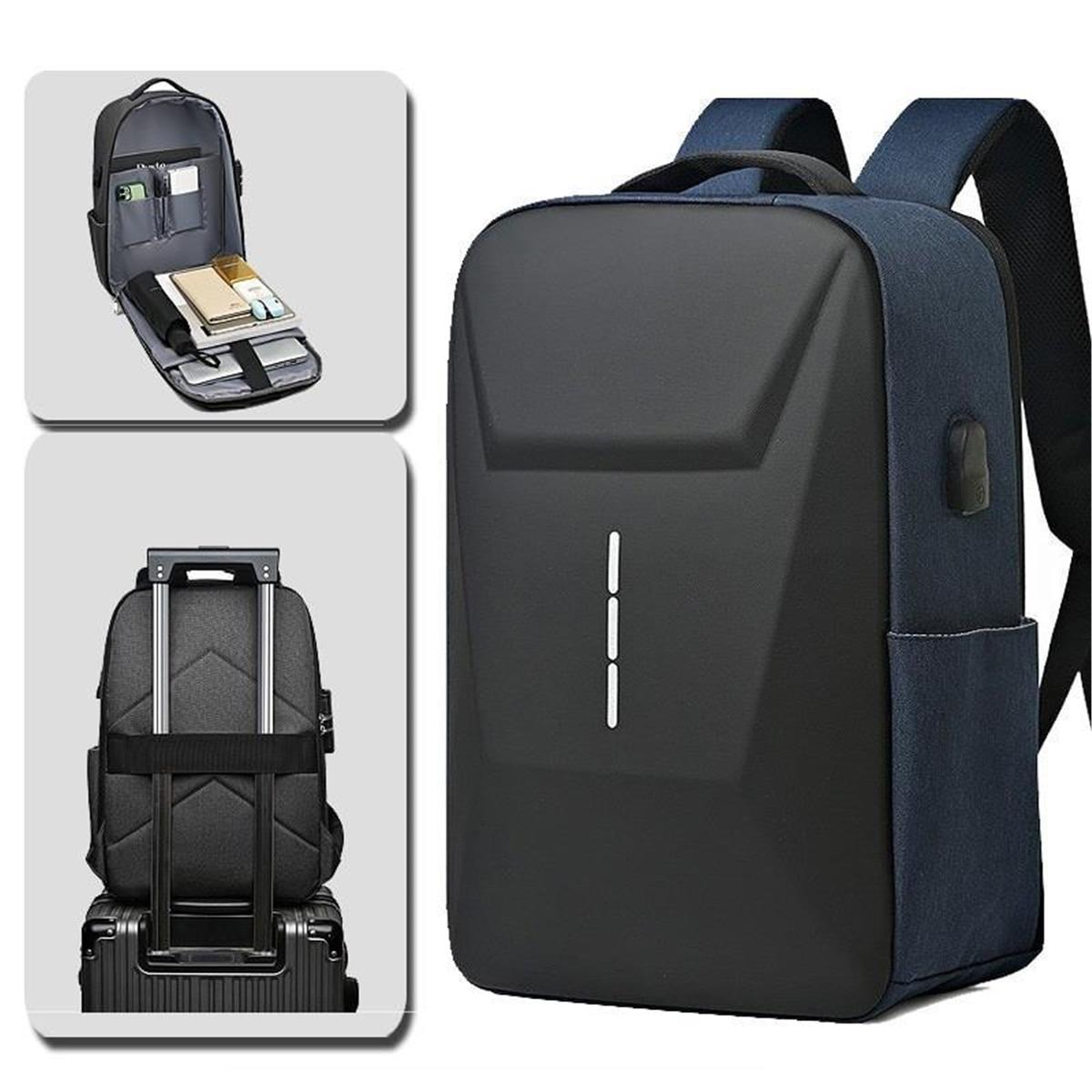 Laptop Sırt Çantası Usb Şarj Girişli Fermuar Kilitli Notebook Ipad ve Günlük Eşya Taşıma Çantası MAVİ