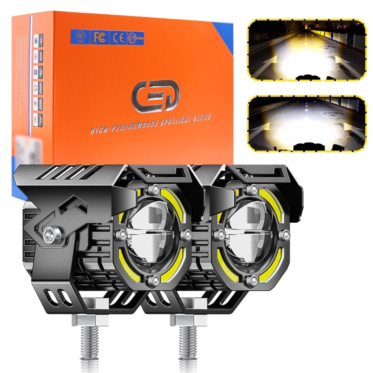 LED Motosiklet ve Off Road Sis Farı Çakarlı Ultra Parlak 4 Modlu Yüksek Performans Metal 12V-24V