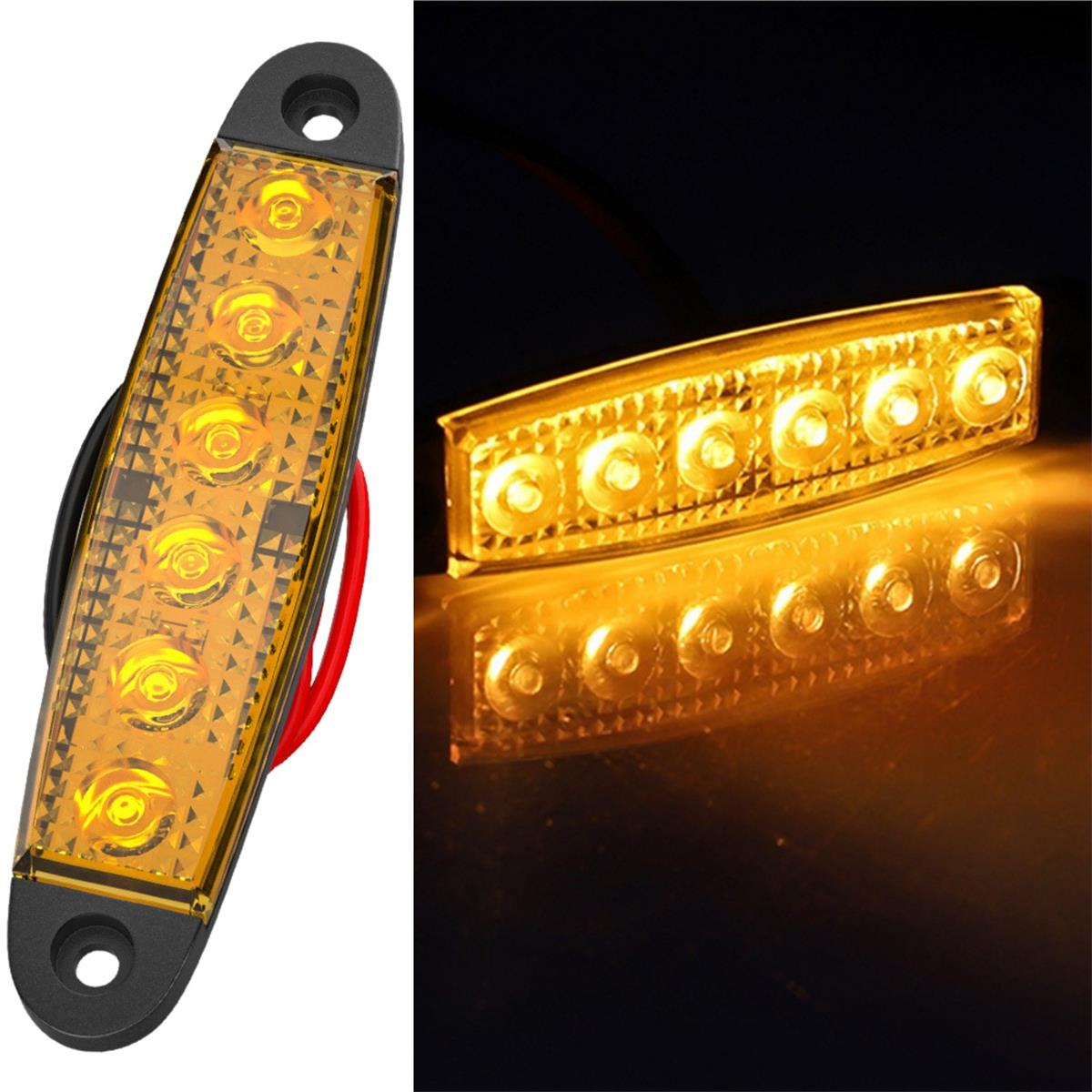 LED Sinyal Lambası Parmak LED 12V-24V 6 Ledli Su Geçirmez Etek Lamba Dorse Kamyon için 10 cm 10 Adet