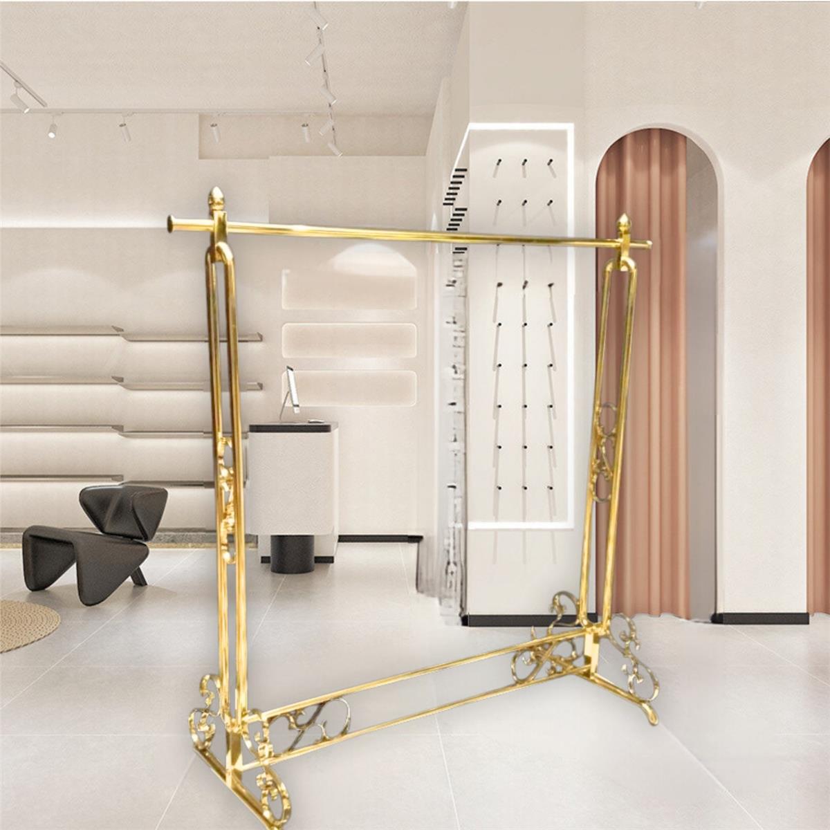 Lüx Elbise Askısı Paslanmaz Çelik Gold Kaplama Konfeksiyon Mağaza Tipi Askılık