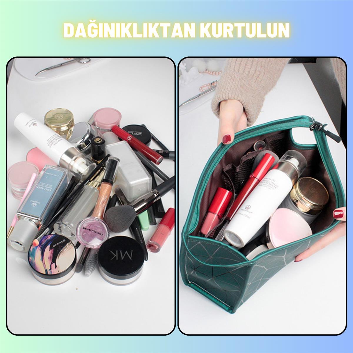 Makyaj Kozmetik Bakım Malzemesi Çantası Organizer Sıvı Dayanıklı Seyahat Çantası
